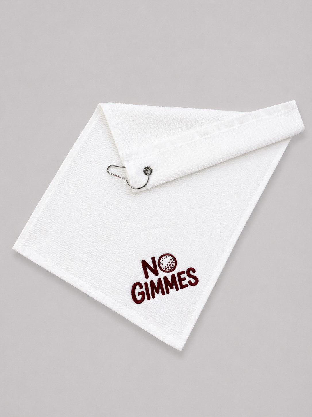 No Gimmes White Towel - Maroon