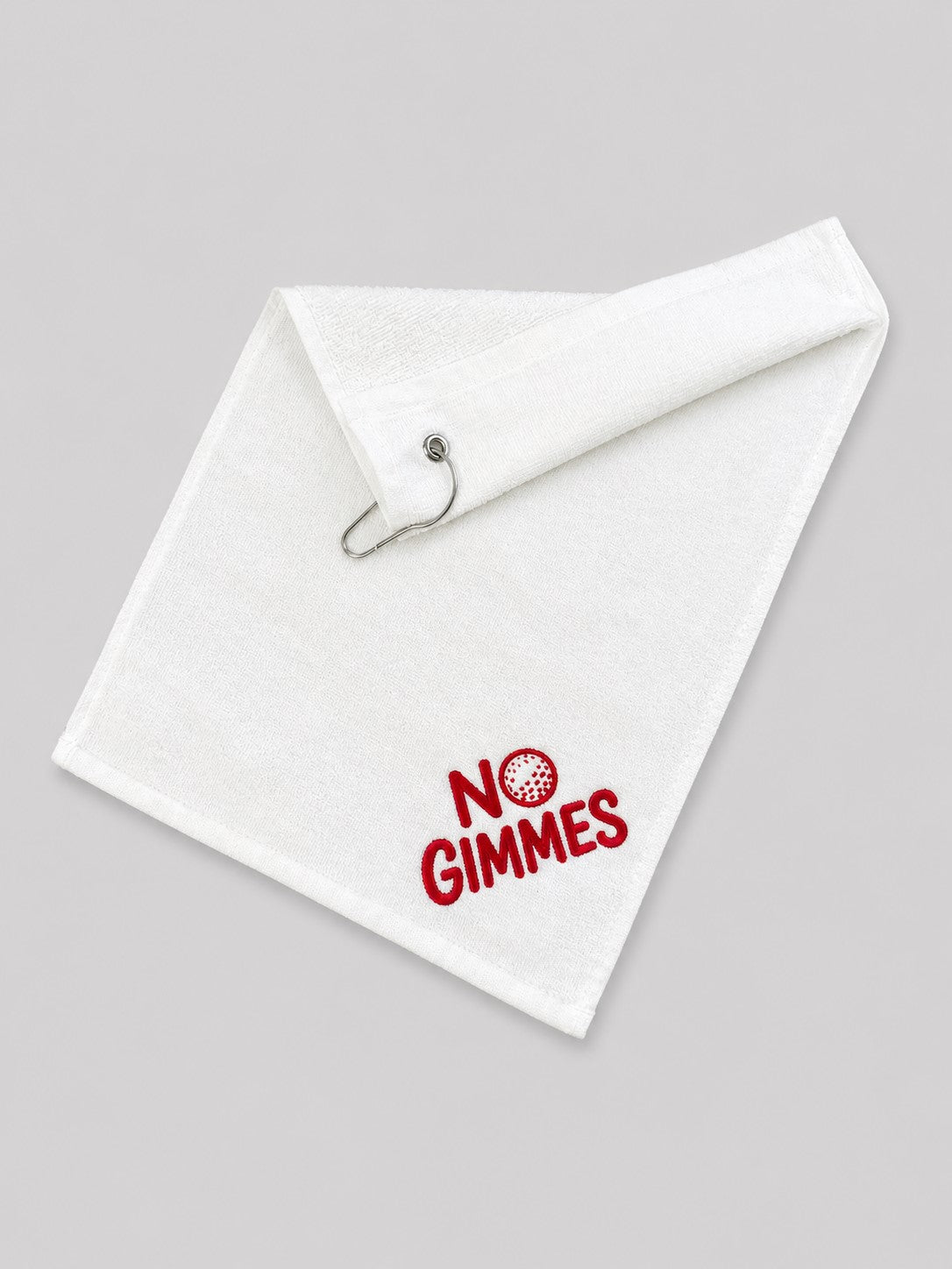 No Gimmes White Towel - Red
