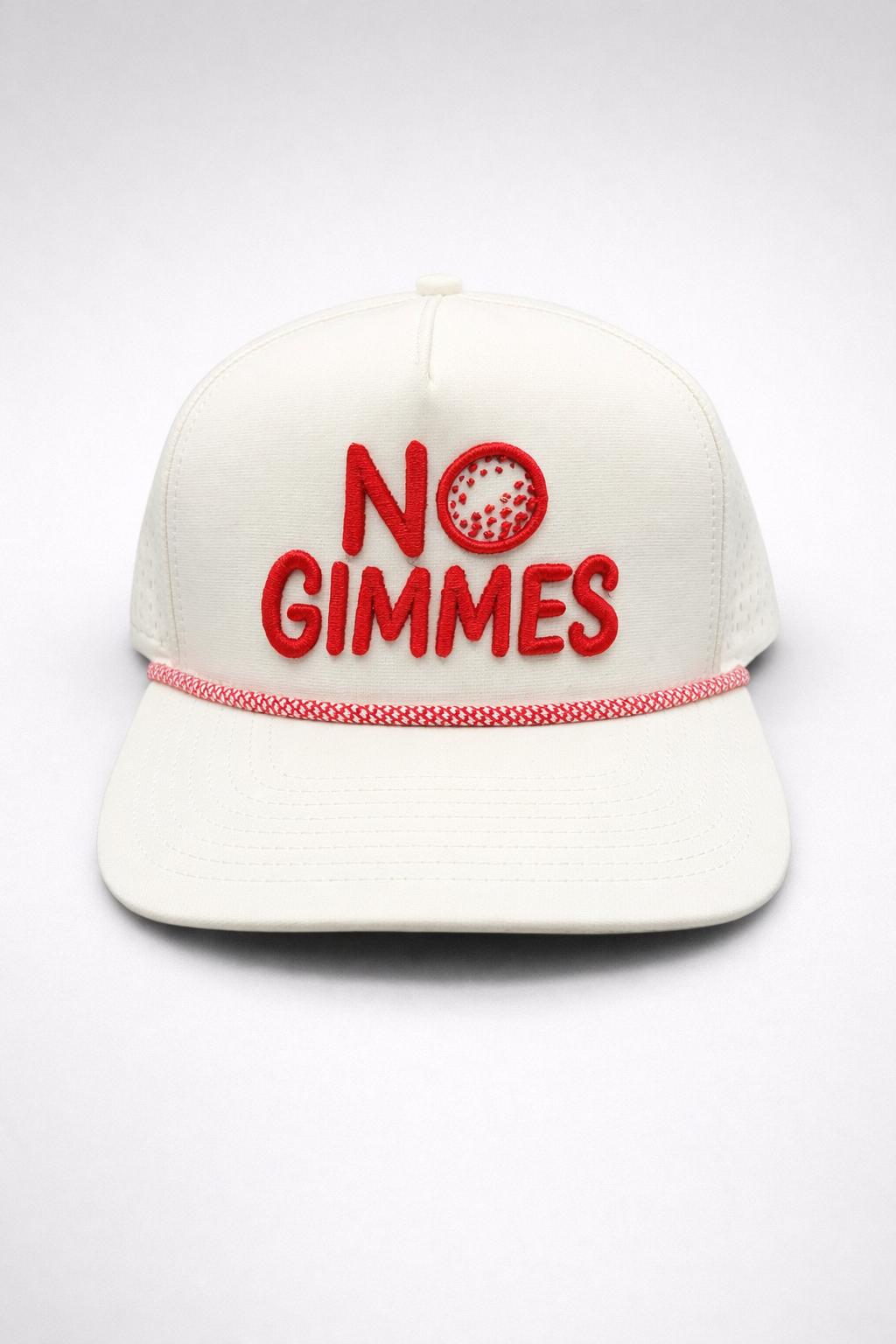 No Gimmes Performance White - Red-White Rope Hat