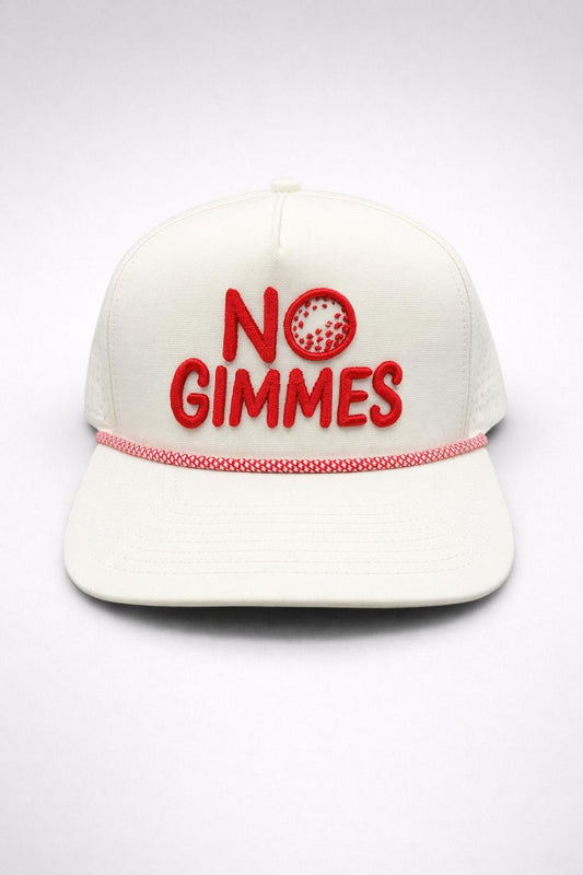 No Gimmes Performance White - Red-White Rope Hat