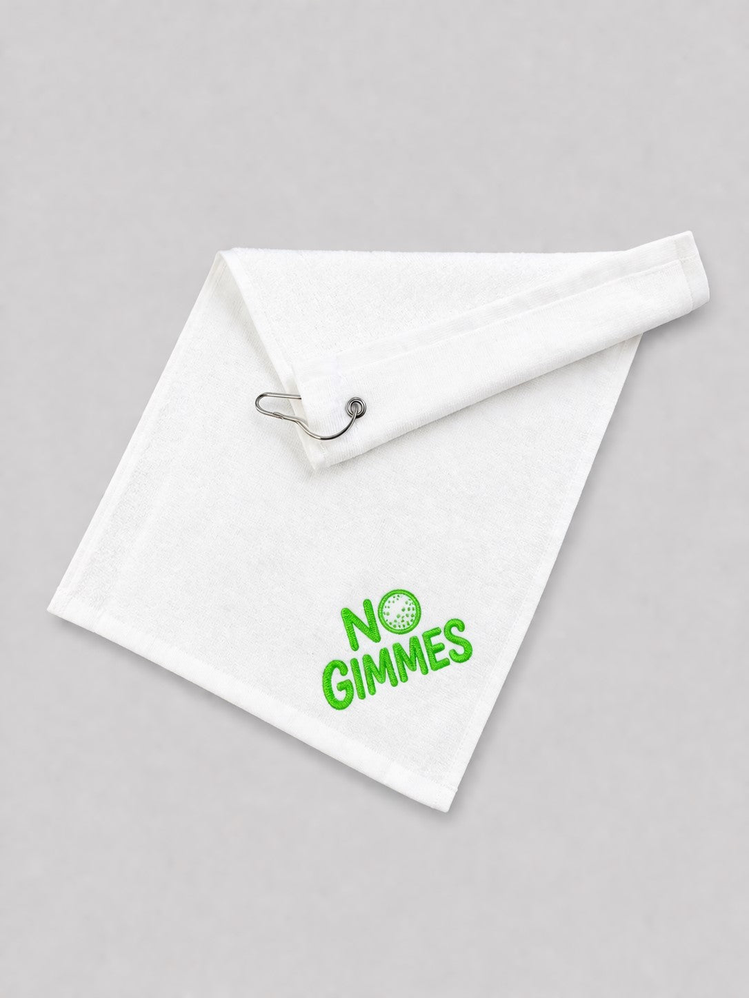 No Gimmes White Towel - Green